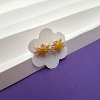 polymer clay studs white daisies