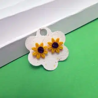 polymer clay studs sunflower