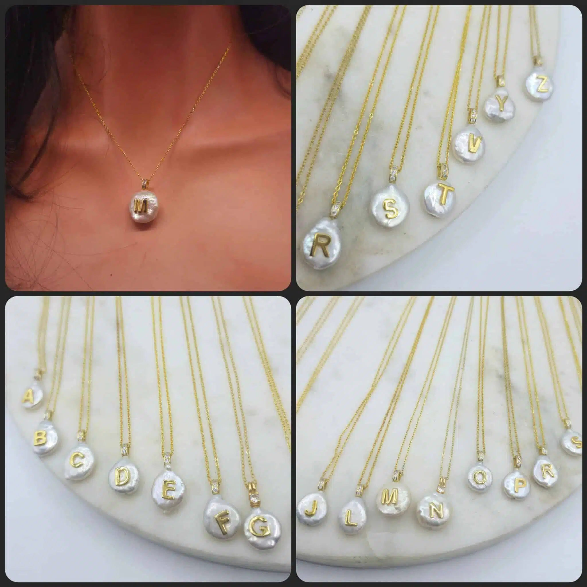 Letter pearl necklace 1 Letter pearl necklace