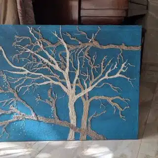 Texture almond blossom on canvus