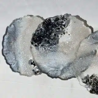 Silver Resin Coasters set .. 4 pieces