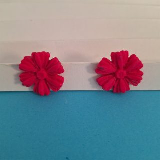 polymer clay fuchsia flower studs earrings