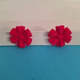polymer clay fuchsia flower studs earrings