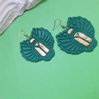 polymer clay green horus earrings