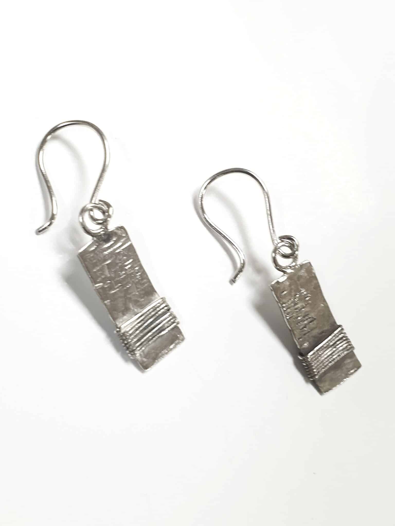 Textured silver earring with wire 3 20240723 140149 scaled