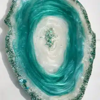 Teal Resin Centerpiece Plate with 4 stands