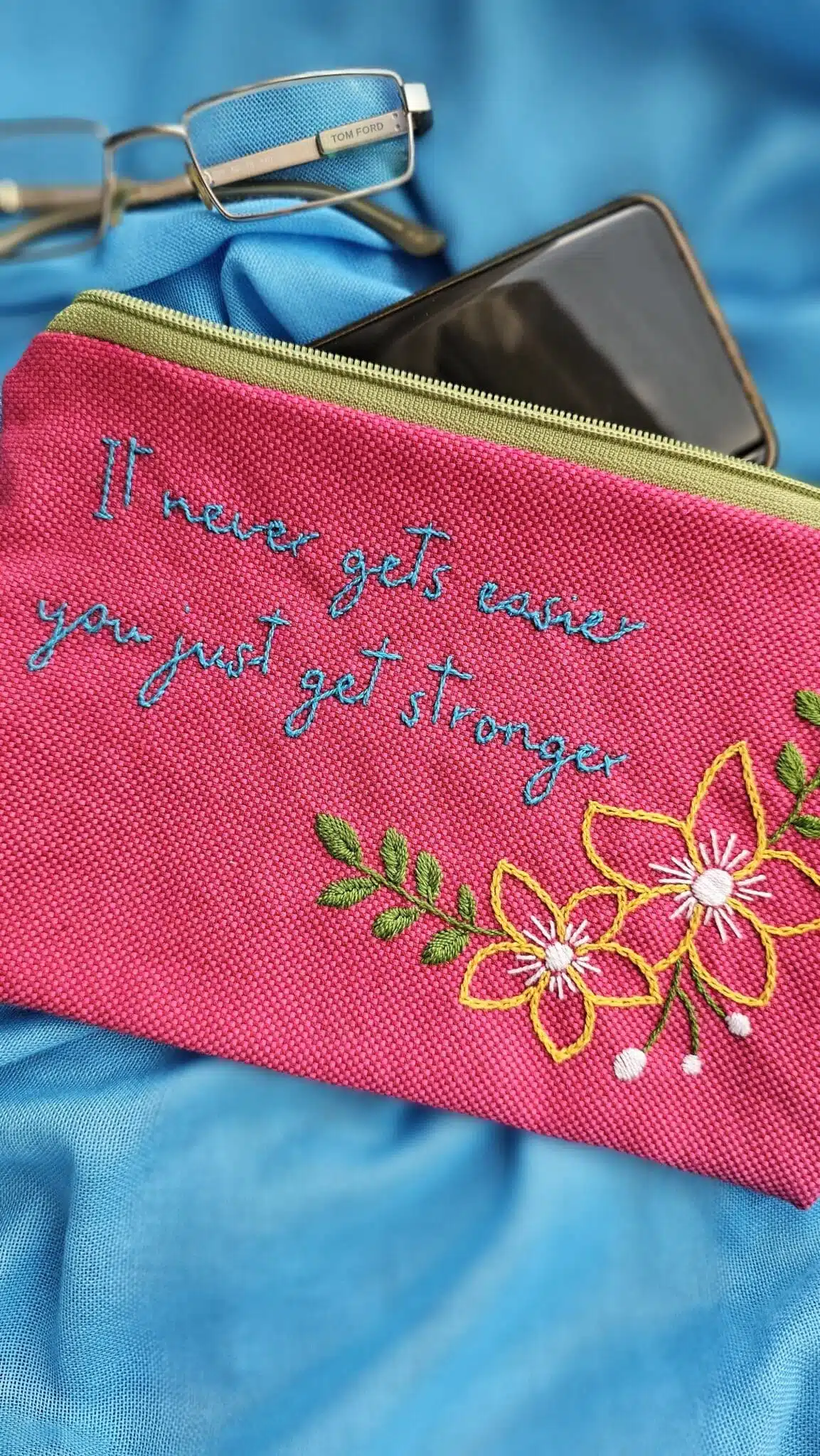 Jasmin Flower Hand-embroidered cotton Pouch 2 20241002 100716 scaled