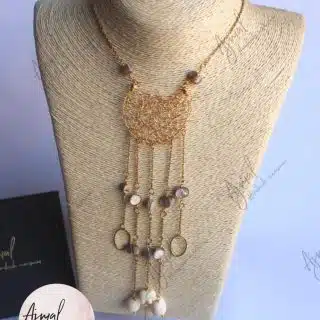 Creative Design 18K Gold-Plated Necklace Chain with Natural Sea-Shells and Natural Ivory