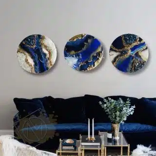 Set of Blue resin paintings