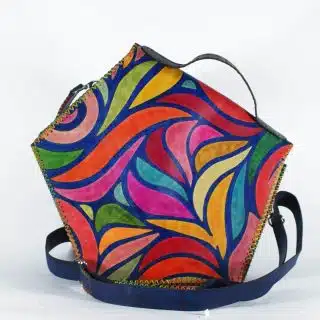 Genuine Leather Messenger Bag, Hand Painted Leather Bag, Cross-Body Leather Bag, Leather Handbag, Boho Leather Bag, Colorful Pattern