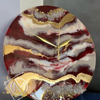 Burgundy resin wall clock