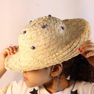 Hand-woven eyes Beach Hat for kids