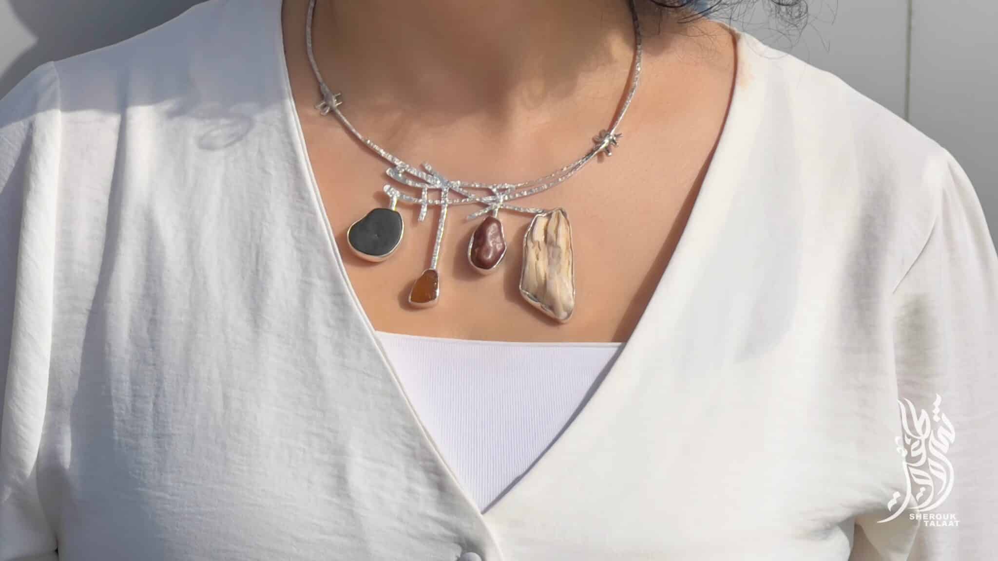 Handmade Sterling Silver Beach and Desert Stone, fossilised stone, Necklace ( code 463) 11 2AE13836 B109 4B5E 8E2A ED9E92E1B654 scaled