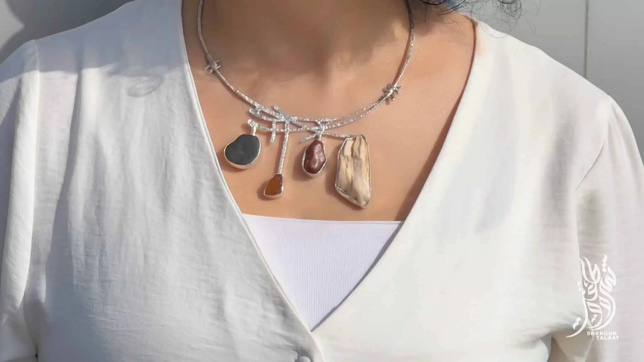 Handmade Sterling Silver Beach and Desert Stone, fossilised stone, Necklace ( code 463) 11 2AE13836 B109 4B5E 8E2A ED9E92E1B654 scaled