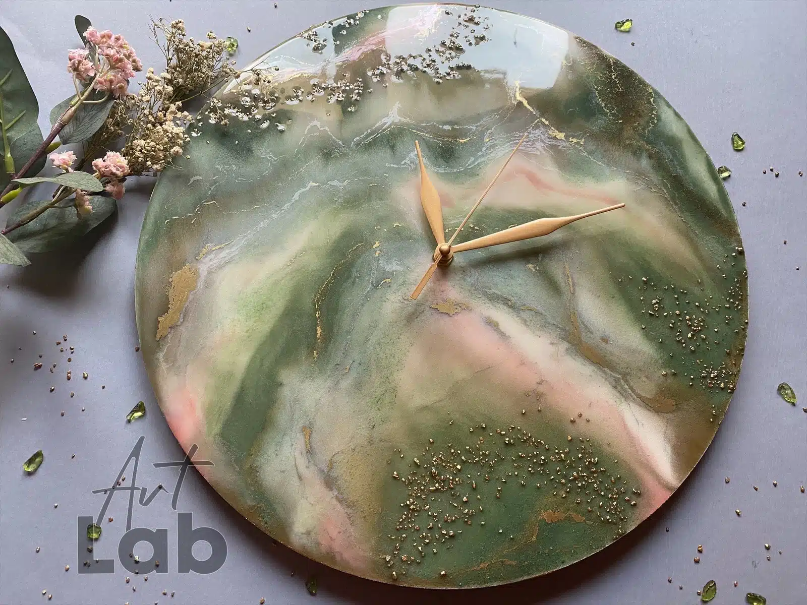 Tropical green ,rose wall clock. 1 Tropical green ,rose wall clock.