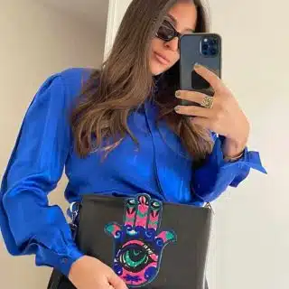 genuine leather Embroidered Leather clutch