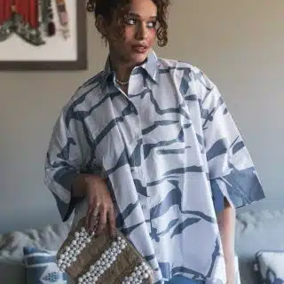 High-low Shirt in grey & white