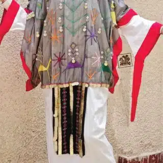 جلباب تطريز تلي ومنسج.