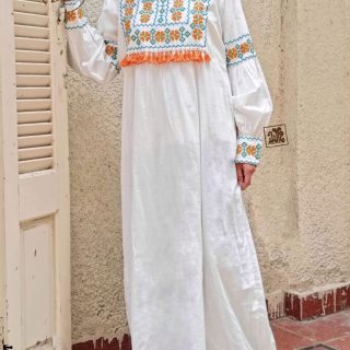 جلباب ابيض تطريز سيناوي