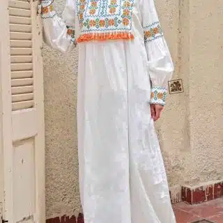 جلباب ابيض تطريز سيناوي