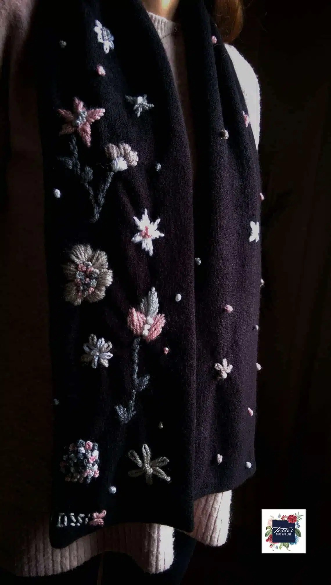 Black Floral Scarf 1 Black Floral Scarf