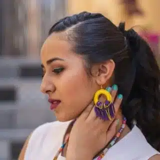 boho tassels earrings ( yellow & mauve)