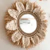 Raffia macrame mirror