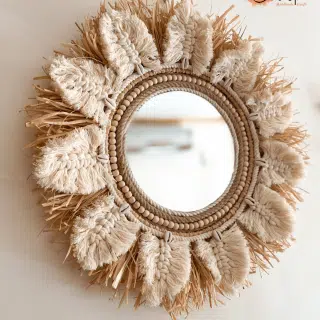Raffia macrame mirror