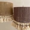 Jute and tasseled macrame chandelier with beads
