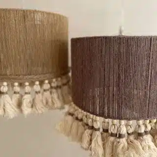 Jute and tasseled macrame chandelier with beads