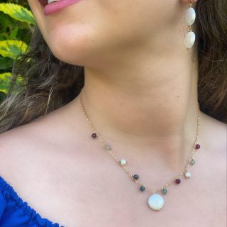 Stones Gold Platted Silver Necklace