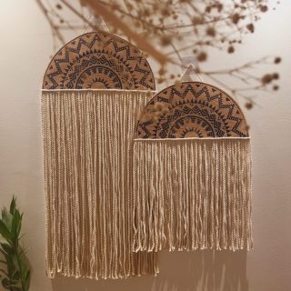 Macrame half circle Black- wall hanging seat of 2 pieces