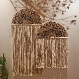 Macrame half circle Black- wall hanging seat of 2 pieces