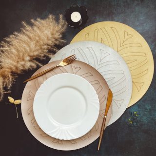 Symmetric Leather Placemats, Coasters & Napkin Holders