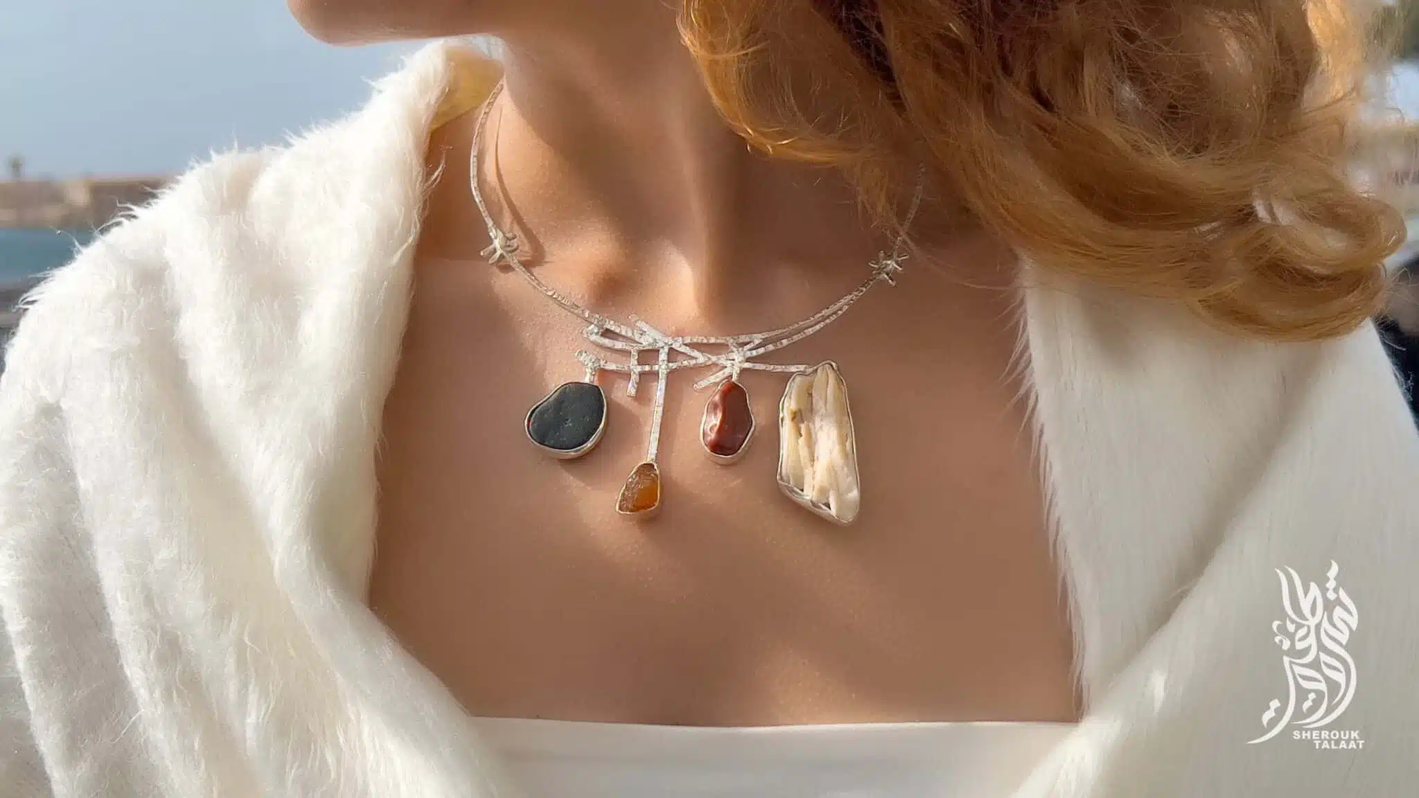 Handmade Sterling Silver Beach and Desert Stone, fossilised stone, Necklace ( code 463) 2 3BD5156A D794 429B 8374 1DB52E941D7C scaled