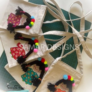 Handpainted Fabric Cotton cross Bag