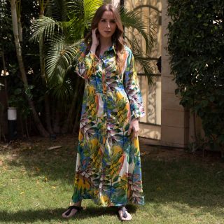 watercolour floral silk dress