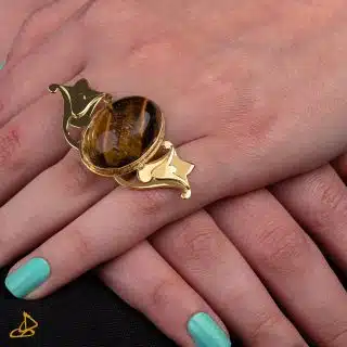 Handmade tiger eye gemstone ring for women