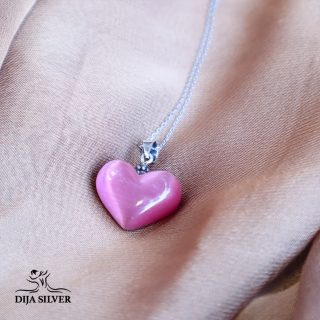 pink agate heart necklace