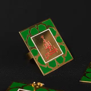 Handmade green Allah Akbar ring for women