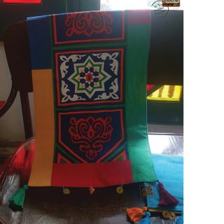 رانر خيامية بالقماش قطن 4 شرابة .