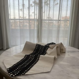 Linen with black lace