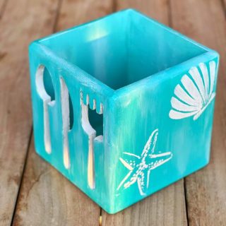 Sea Shells Aqua Cutlery Organizer