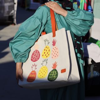 Hand painted group of pineapple Bag