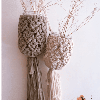 Set of 2 Macrame hanging jars