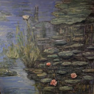 Water lilies .. homage to Monet-100/100cm - oil on board -unframed