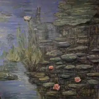 Water lilies .. homage to Monet-100/100cm - oil on board -unframed
