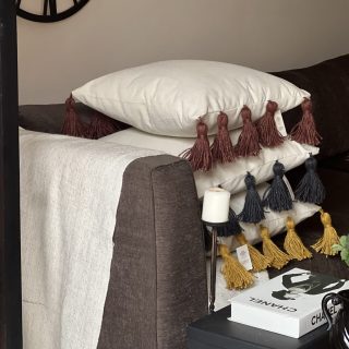 Colorful tasseled cushion