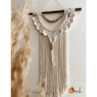 Macrame wall hanging with beads