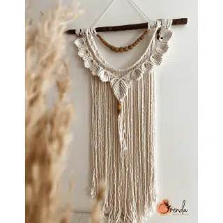 Macrame wall hanging with beads